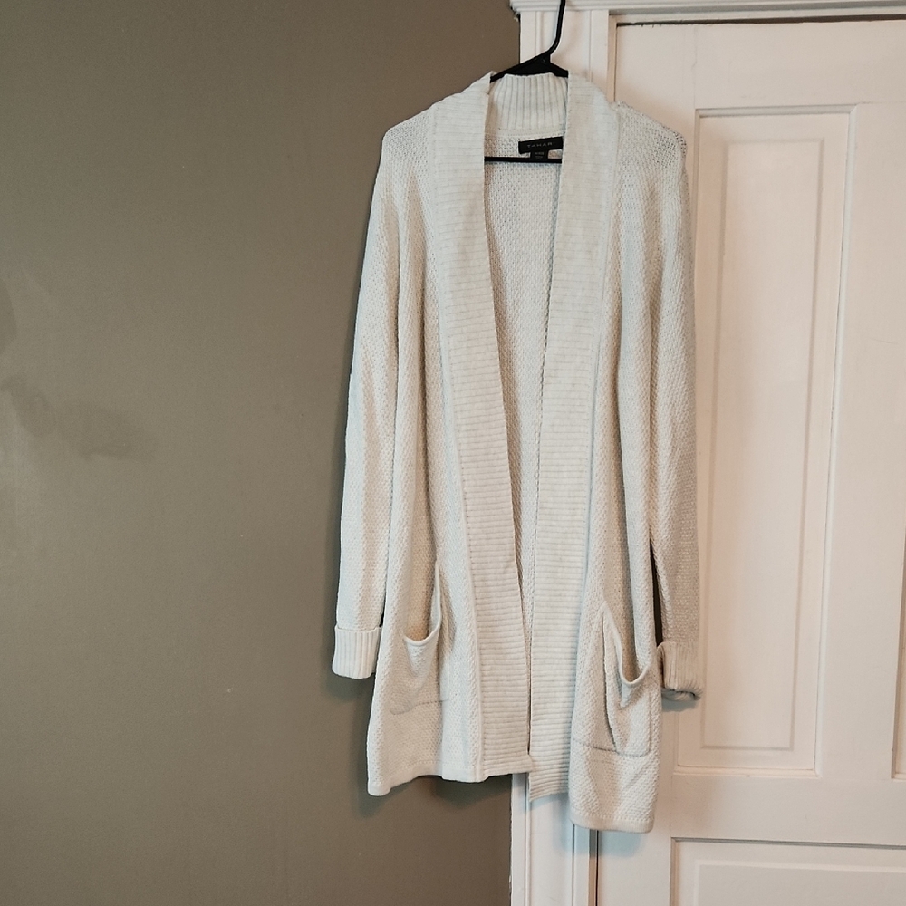 Cozy Tahari Cream Open-Front Sweater